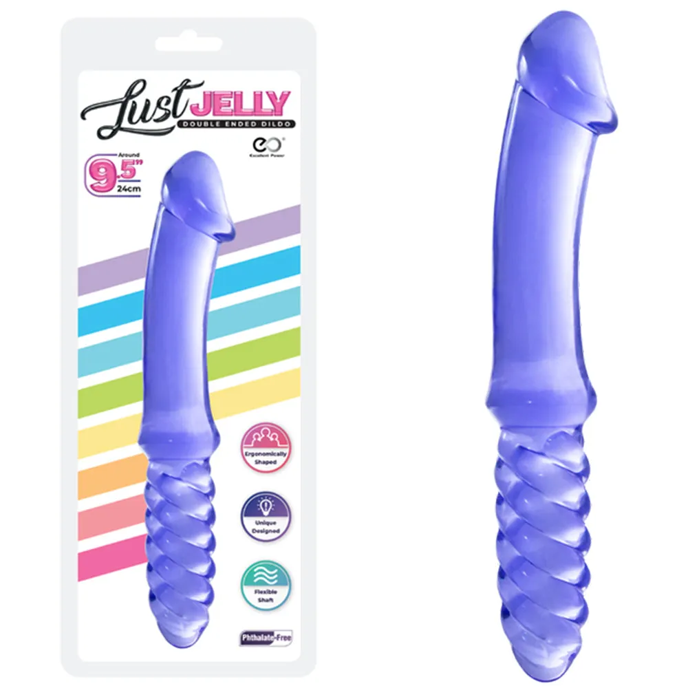 24cm Double Ended Dildo Jelly Ribbed 9.5 Dong Flexible Adult Lesbian Sex Toy