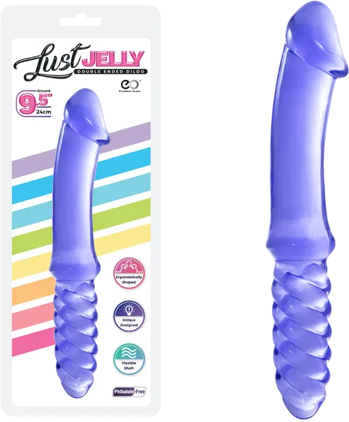 24cm Double Ended Dildo Jelly Ribbed 9.5 Dong Flexible Adult Lesbian Sex Toy