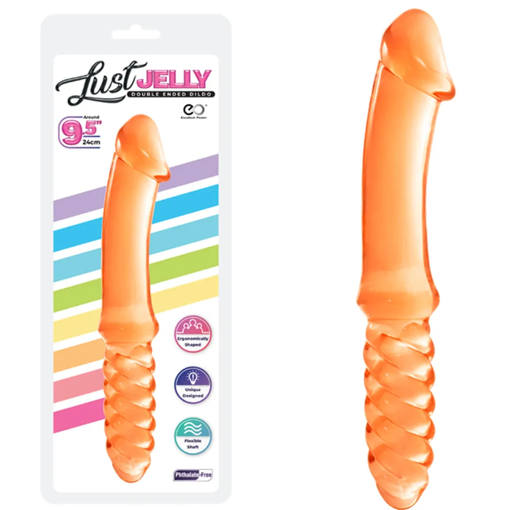 24cm Double Ended Dildo Jelly Ribbed 9.5 Dong Flexible Adult Lesbian Sex Toy