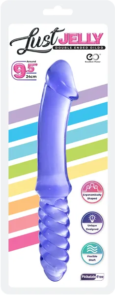 24cm Double Ended Dildo Jelly Ribbed 9.5 Dong Flexible Adult Lesbian Sex Toy