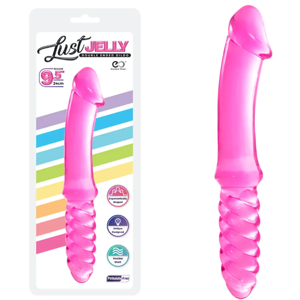 24cm Double Ended Dildo Jelly Ribbed 9.5 Dong Flexible Adult Lesbian Sex Toy
