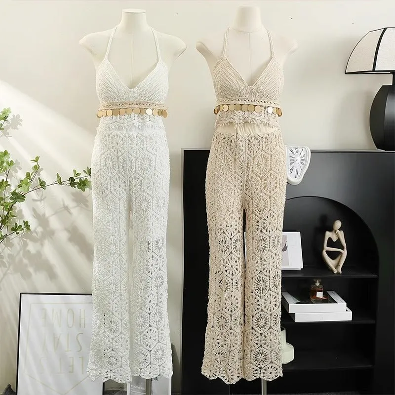 Anya Two Piece Crochet Top Pant Co-ord Set