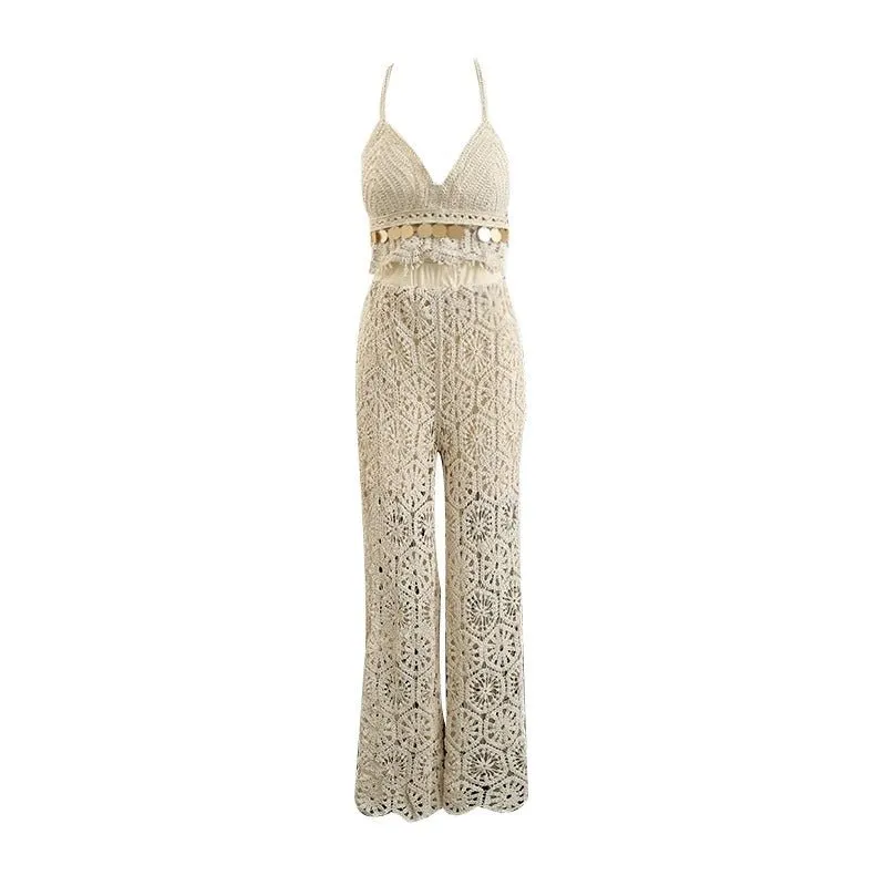 Anya Two Piece Crochet Top Pant Co-ord Set
