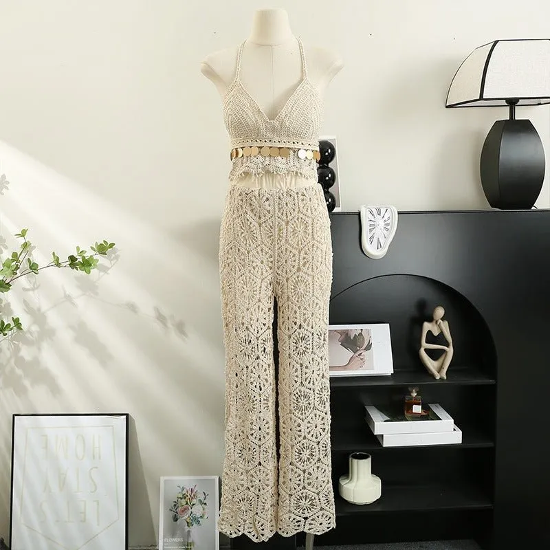 Anya Two Piece Crochet Top Pant Co-ord Set