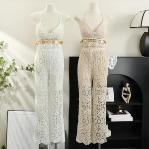 Anya Two Piece Crochet Top Pant Co-ord Set