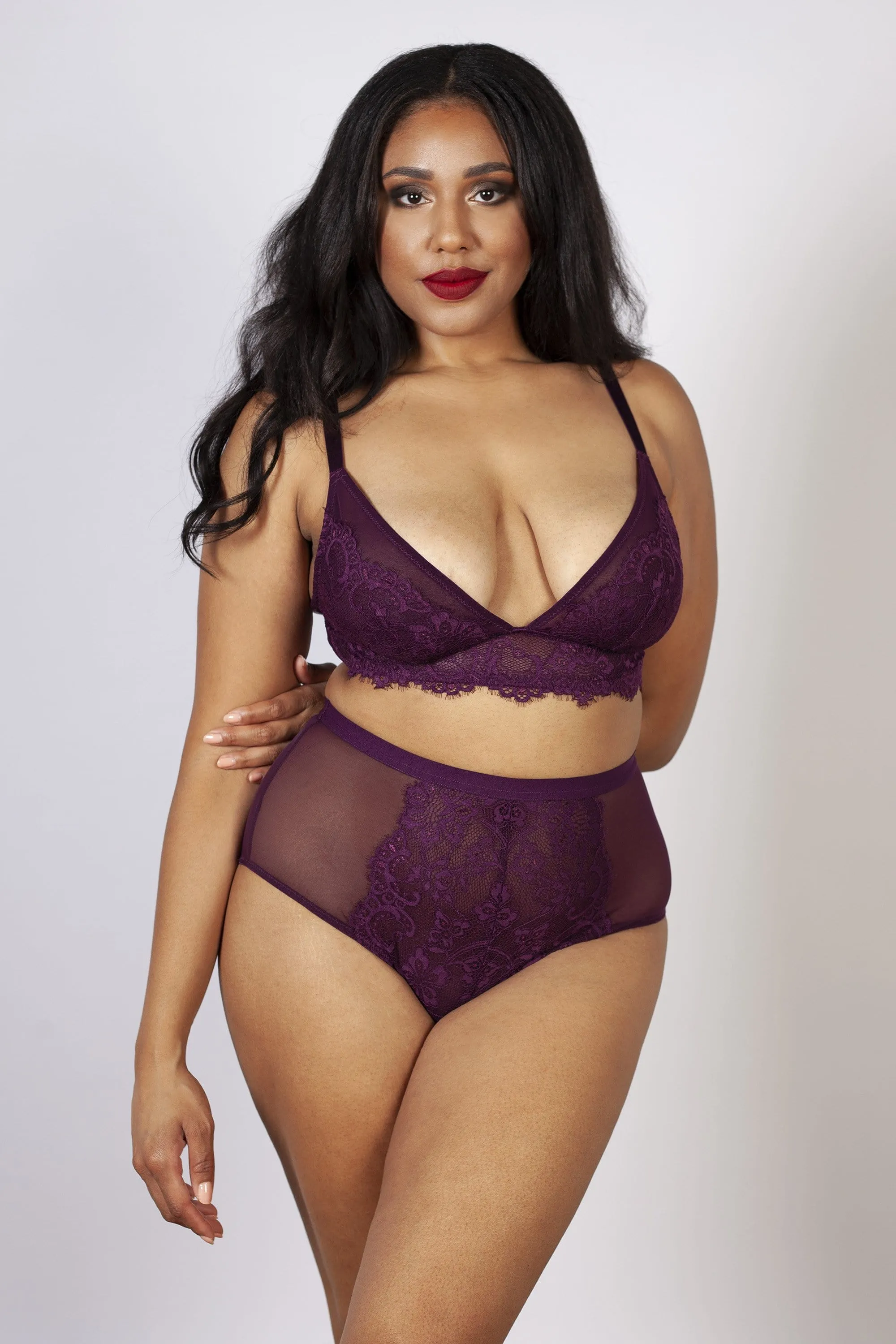 Bella Lace Soft Cup Bra Aubergine