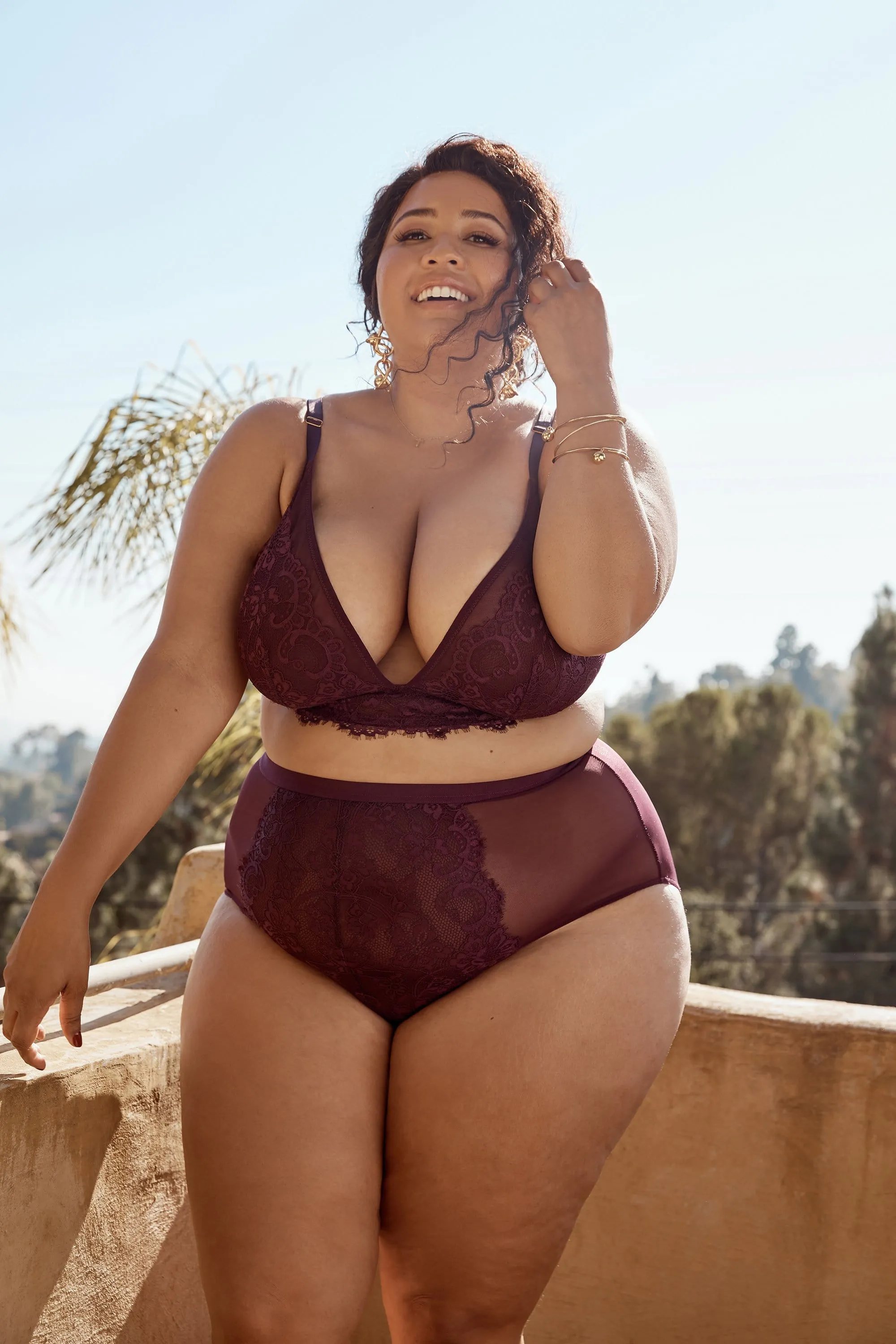 Bella Lace Soft Cup Bra Aubergine