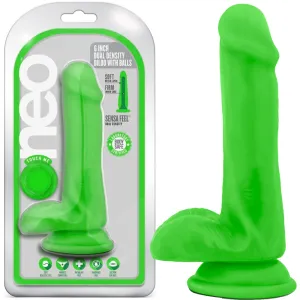 Blush Neo Dual Density Cock Balls 6 Dildo Realistic Dong Sex Toy Neon Green