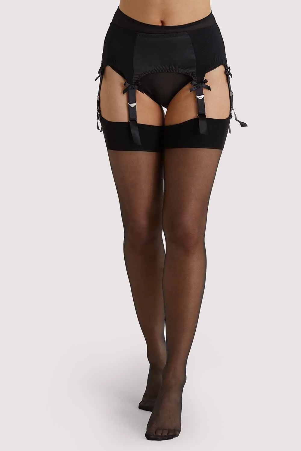 Bow Back Seamed Stockings Black US 4 - 18