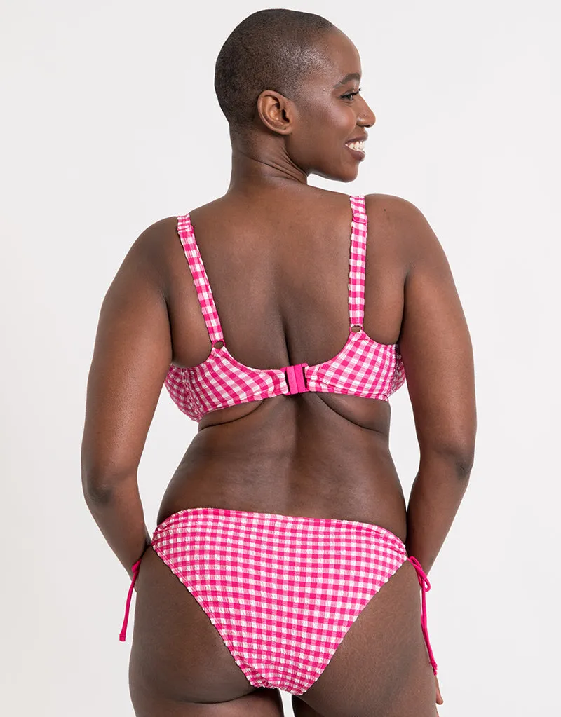 Curvy Kate Holiday Check Tie-Side Bikini Brief Raspberry Pink