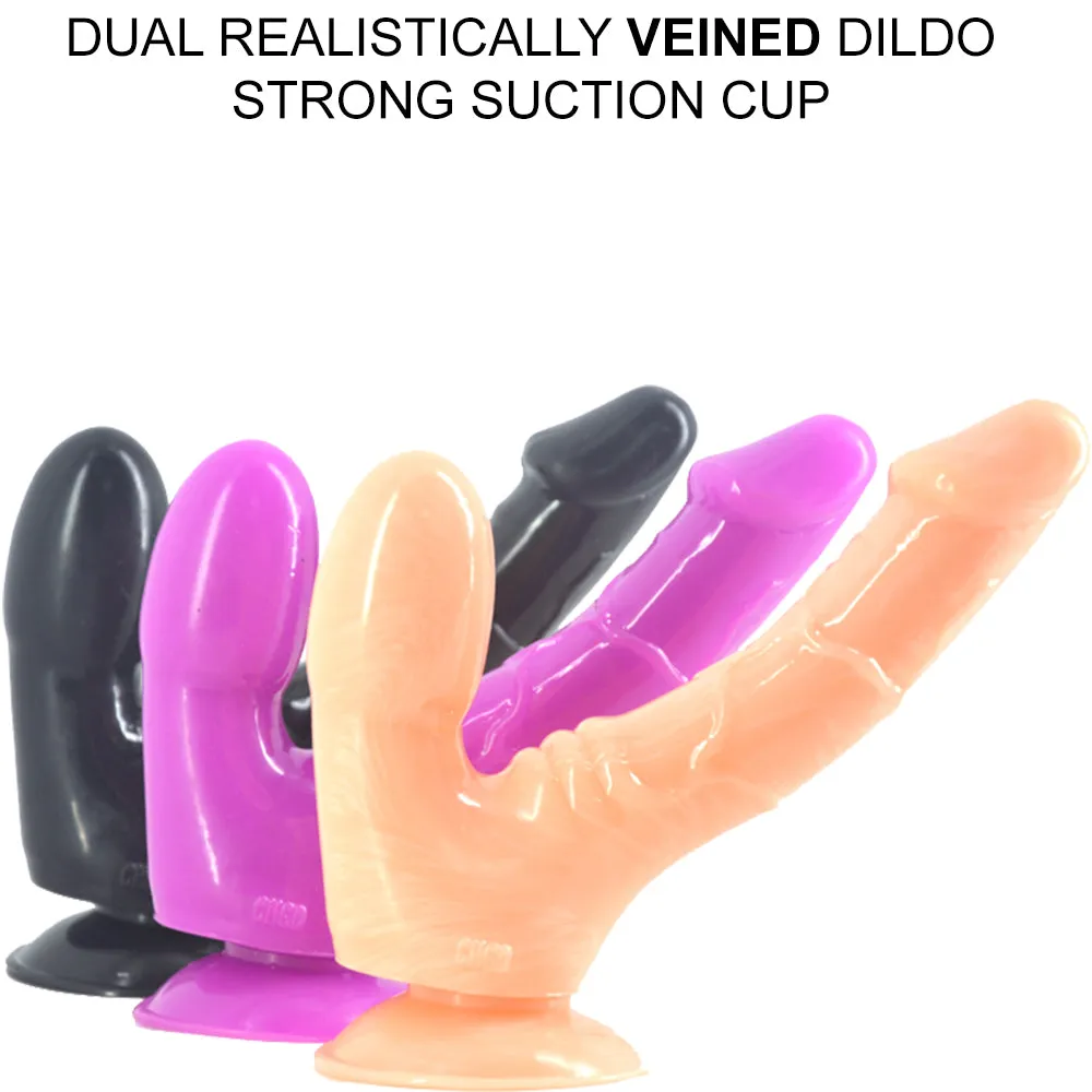 FAAK-CHGD025 Realistic Double Anal Dildo Dong Purple