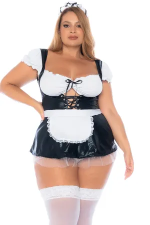 French Maid Costume with Open-Back Mini Dress