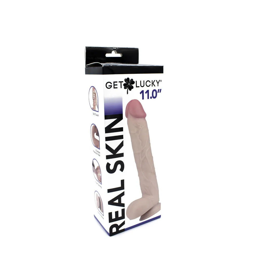 Get Lucky Real Skin 11&quot; Dual Layer Dildo Light