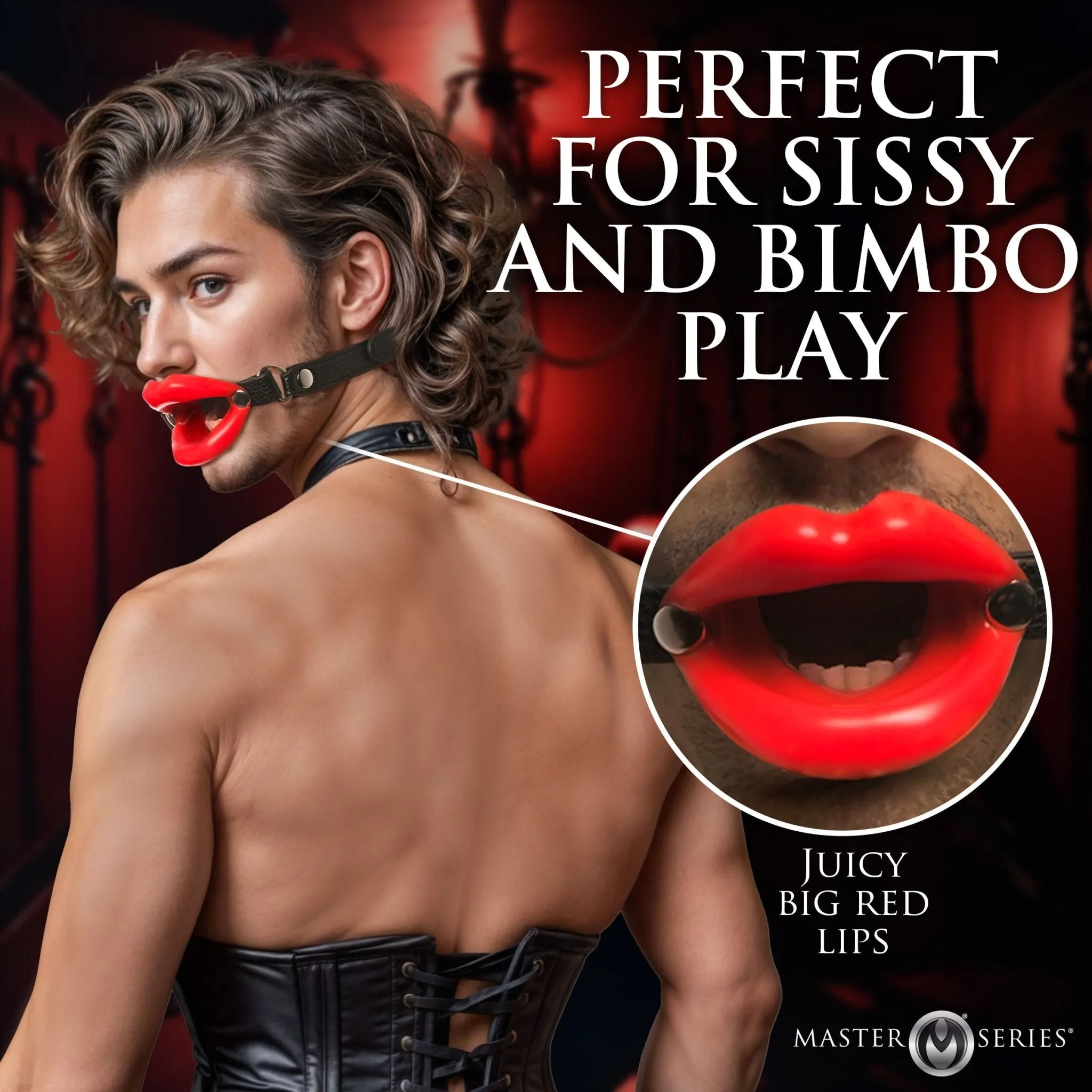 Juicy Lips Silicone Open Mouth Gag - Red