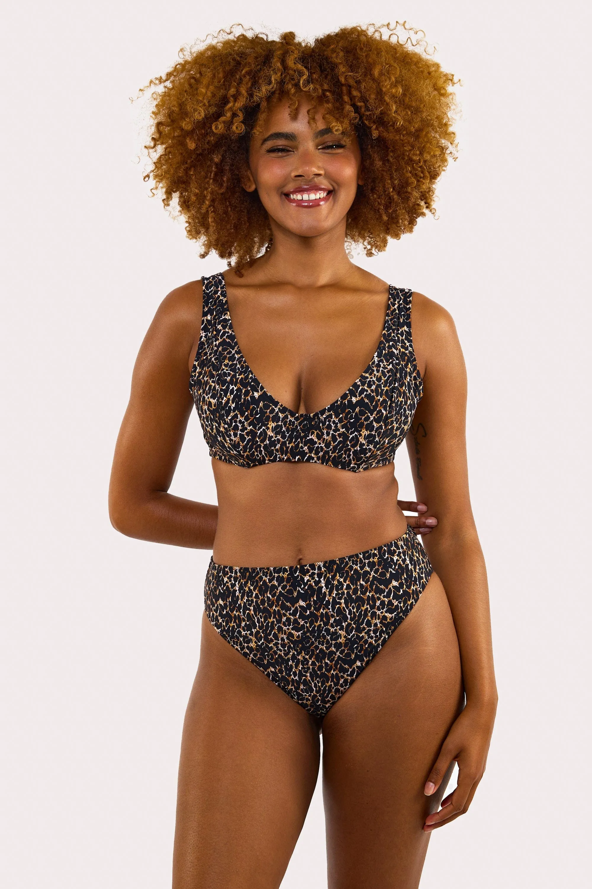 Juliet Leopard Print Mix & Match High-Waist High-Leg Bikini Bottoms