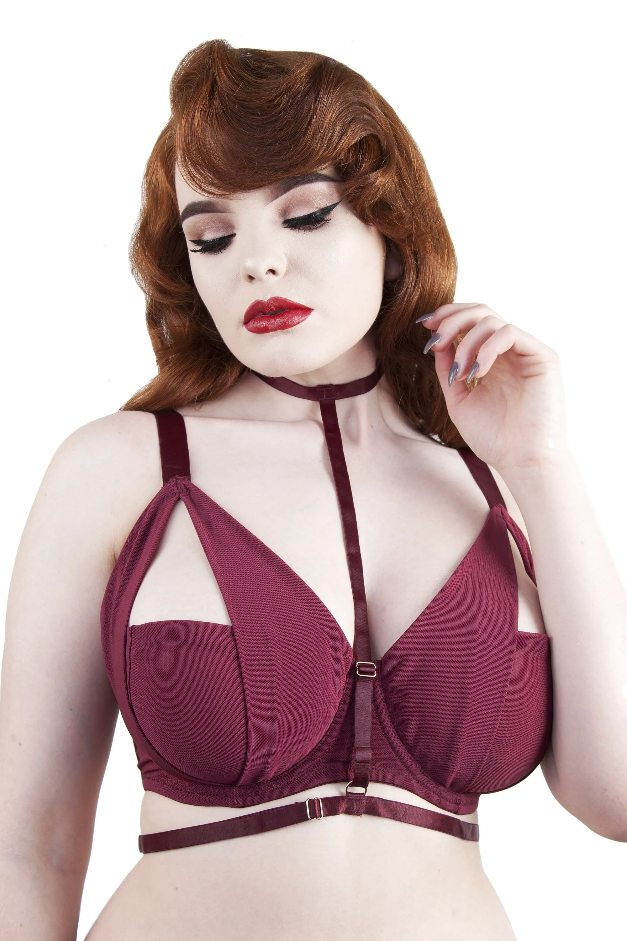 Juliet Wine Harness Bra DD/E-I