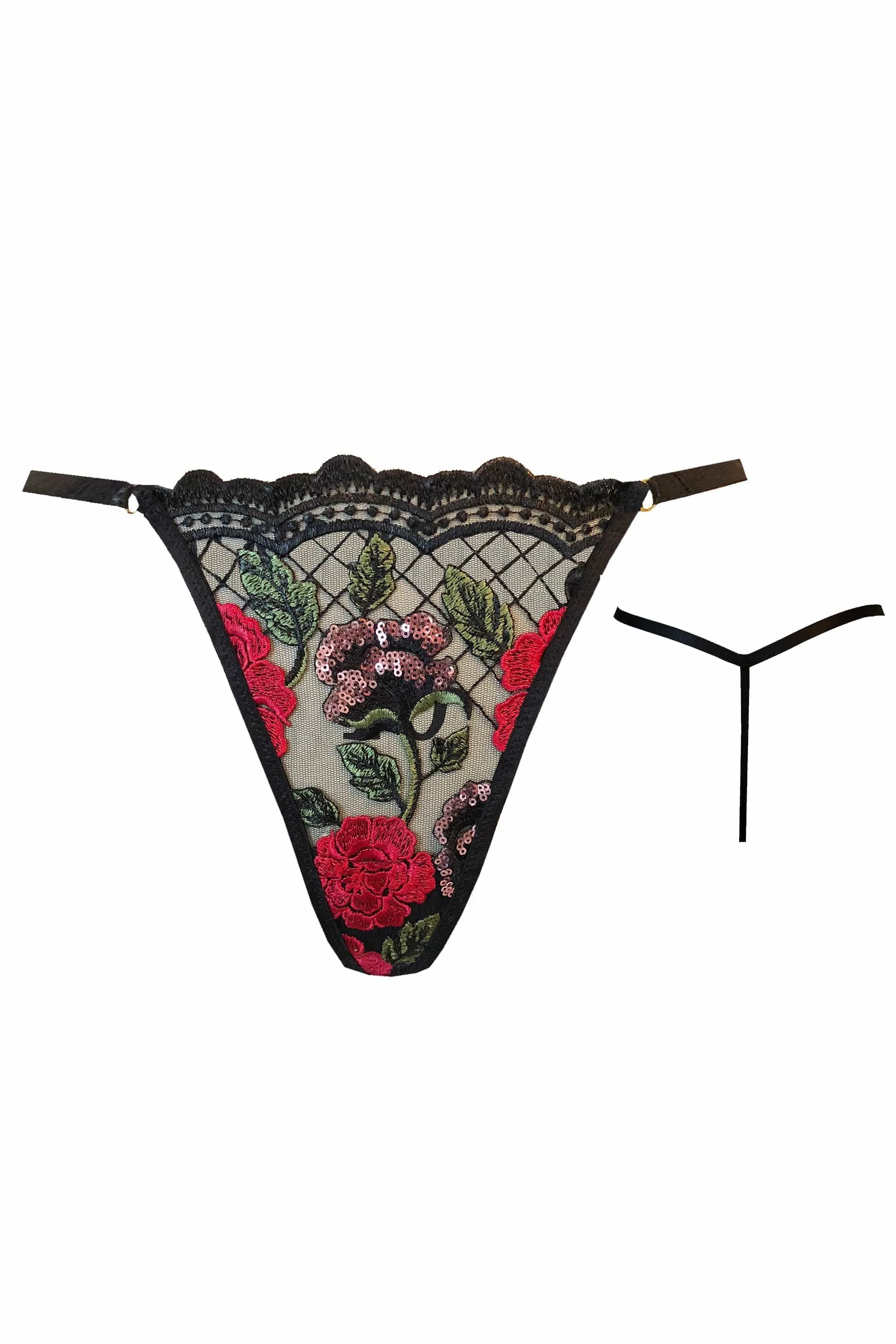 Kilo Brava Black Wild Roses G-String