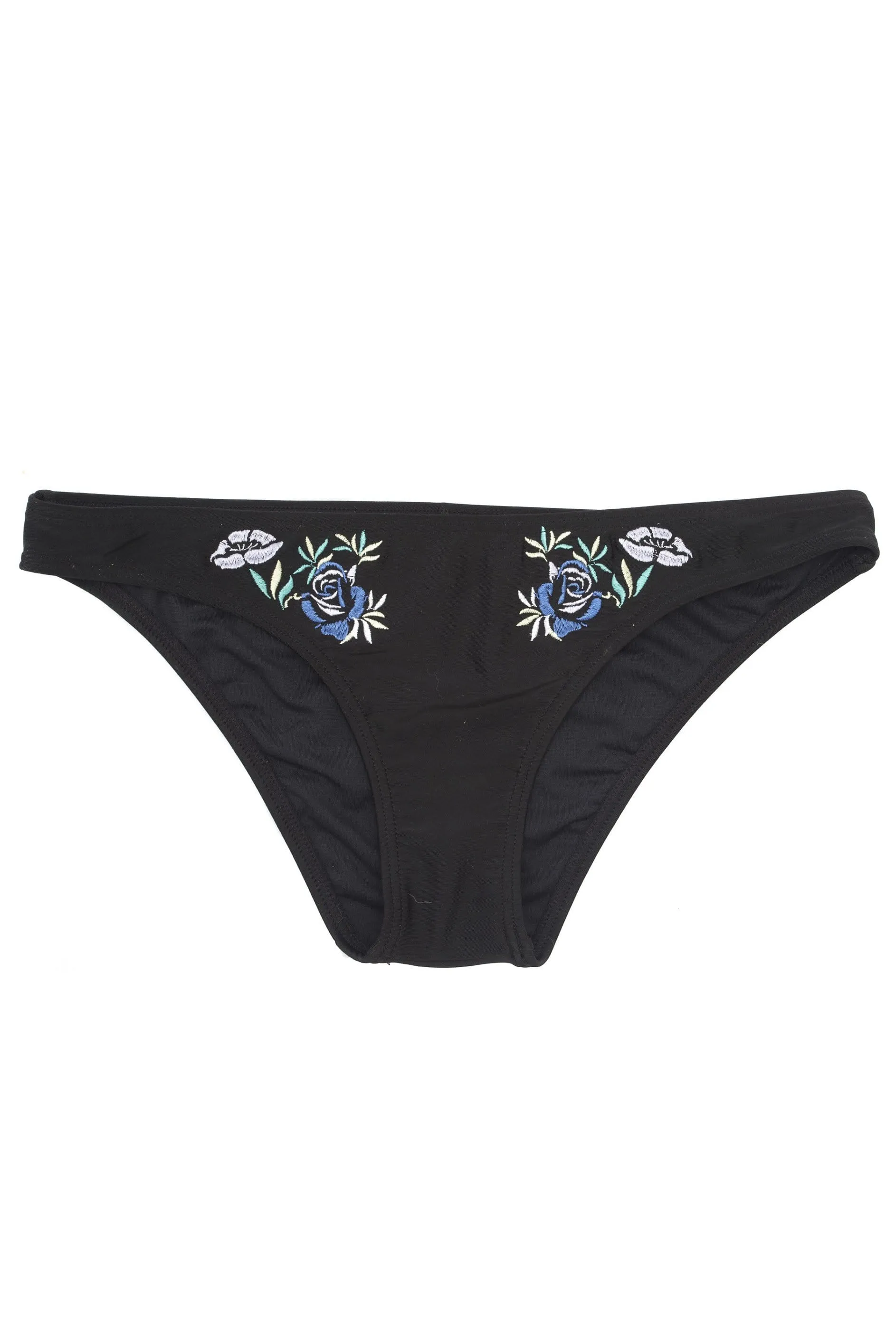 Megan Black Embroidered Bikini Brief