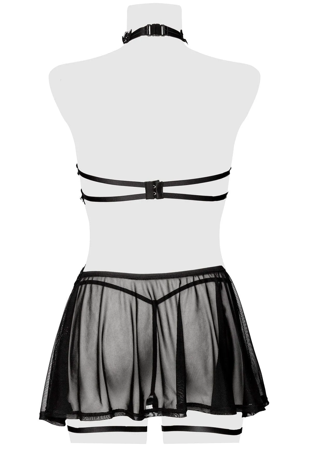 Mesh & Lace Flirty Lingerie Skirt Set