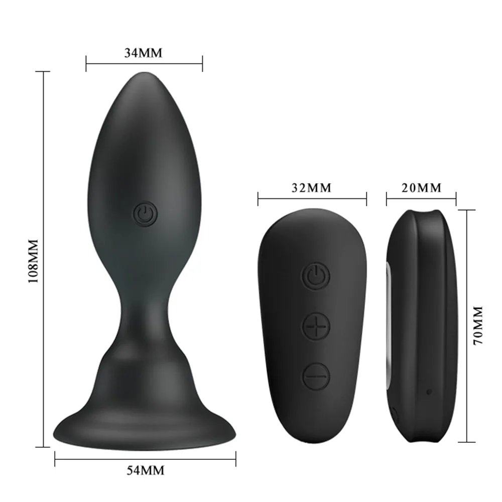 MR Play Vibrating Anal Plug Remote Control Butt Prostate Massager USB Sex Toy