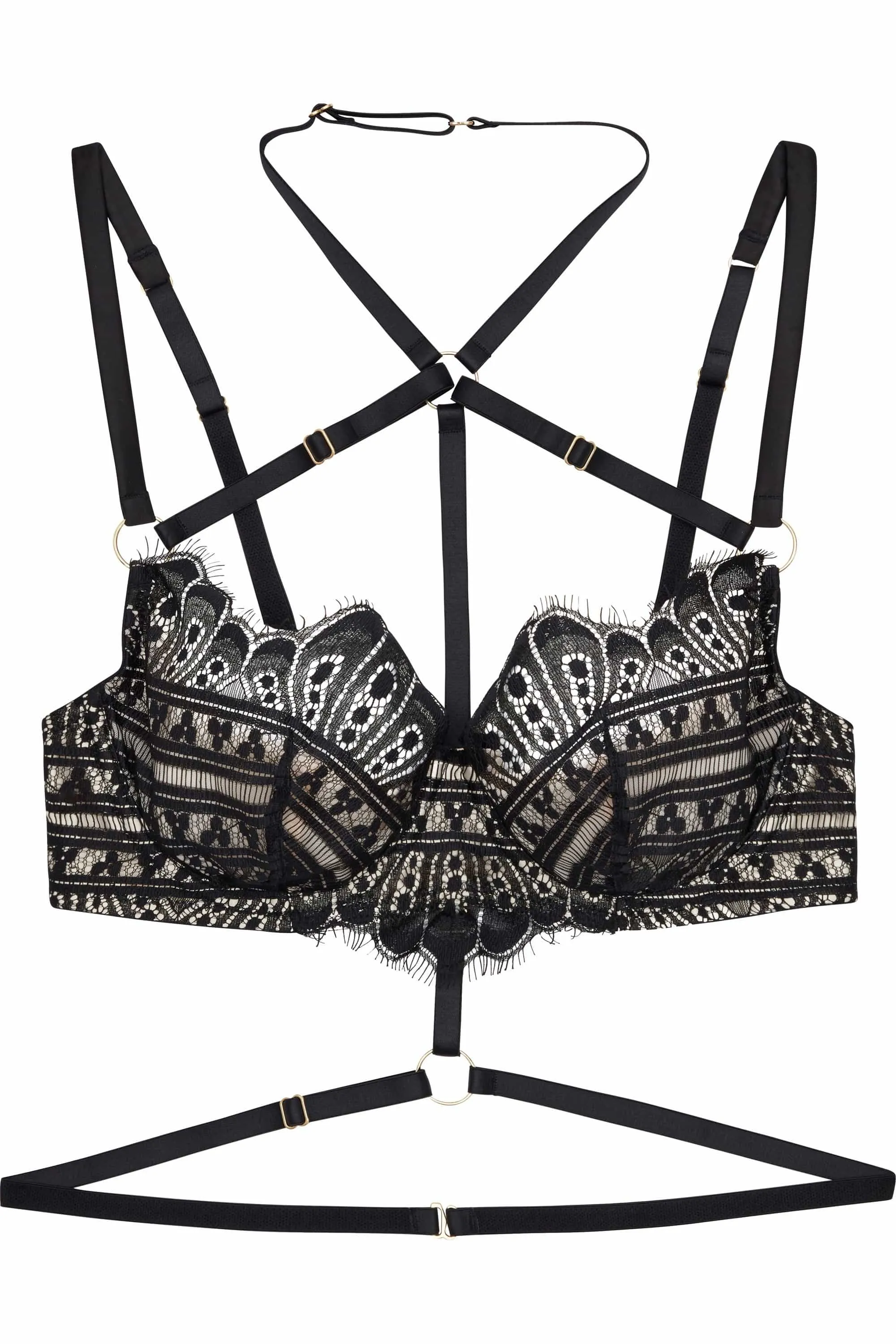 Sky Pearl Quarter Cup Lace Harness Core Bra