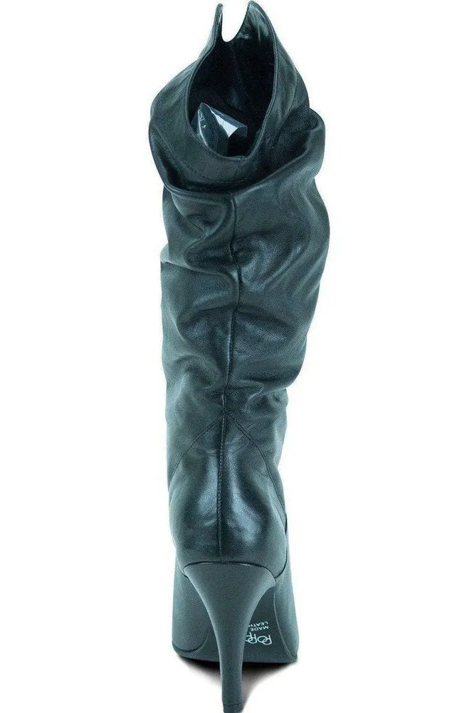 Slouch Boot - Wide Black Leather