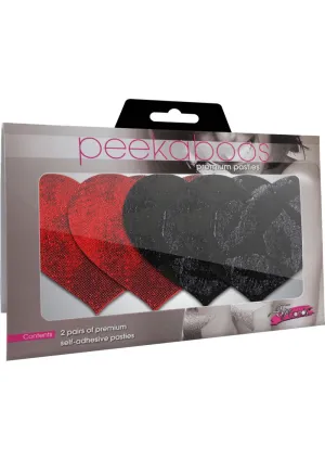 Stolen Kisses Hearts - Red & Black  Pack of 2
